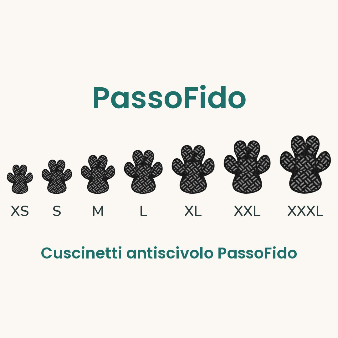 Cuscinetti PassoFido, sette taglie da XS a XXXL
