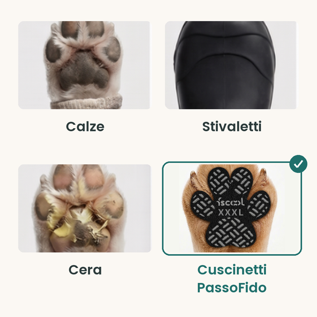 Cuscinetti PassoFido a confronto con calze, stivaletti e cera